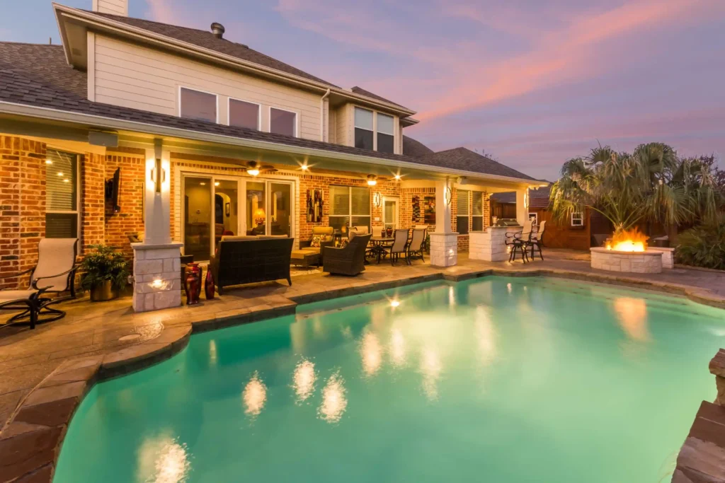 Outdoor Living Room with Summer Kitchen in Murphy