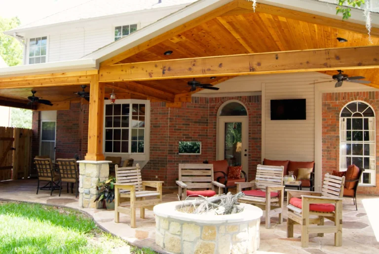 Patio Cover with Stone & Cedar