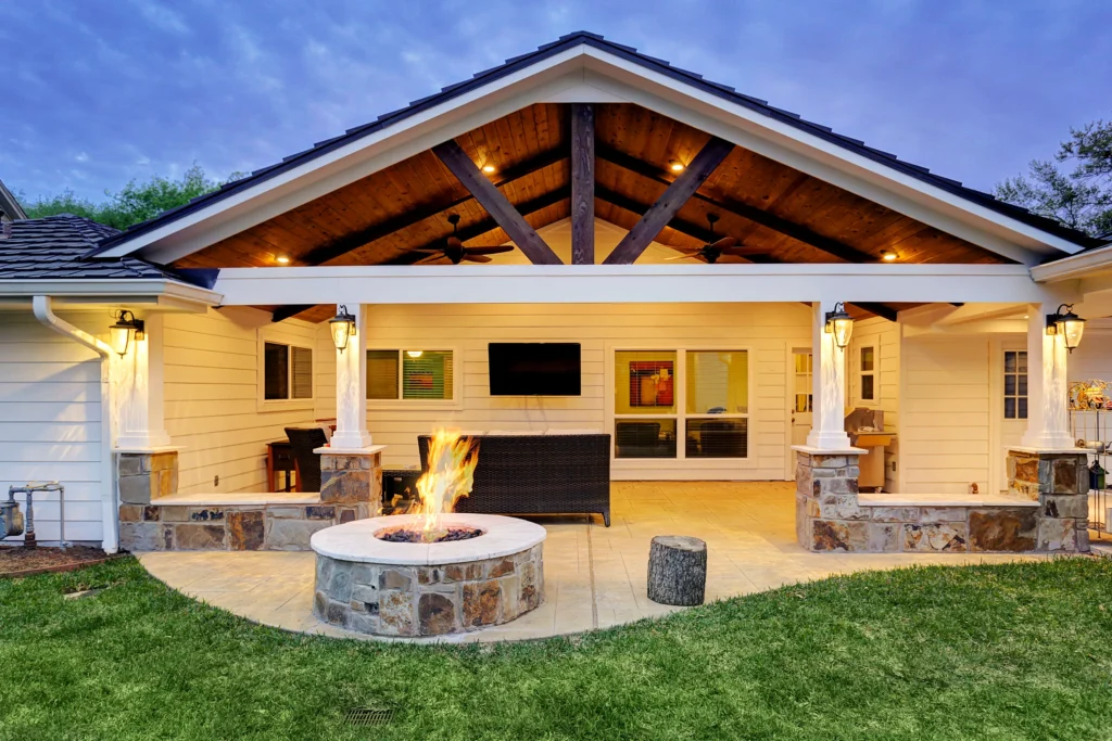 Patio Cover with Fire Pit Houston