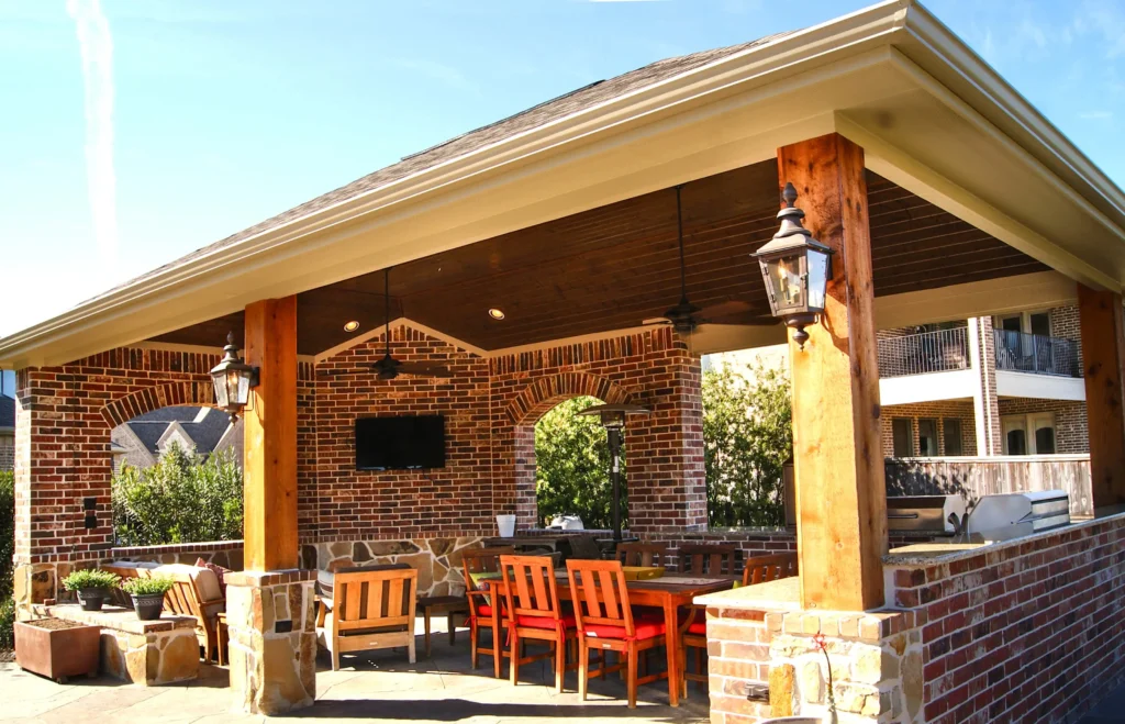 Freestanding Patio Cover and Outdoor Kitchen in The Woodlands