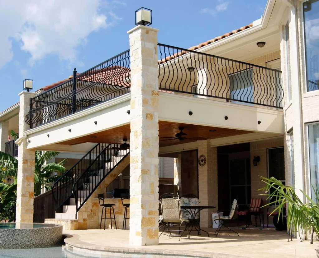 Balcony with Stairs & Kitchen